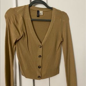 H&M button up tan sweater